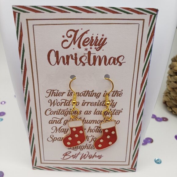 Hand Made Earrings Christamas Stockings - Picture 1 of 1